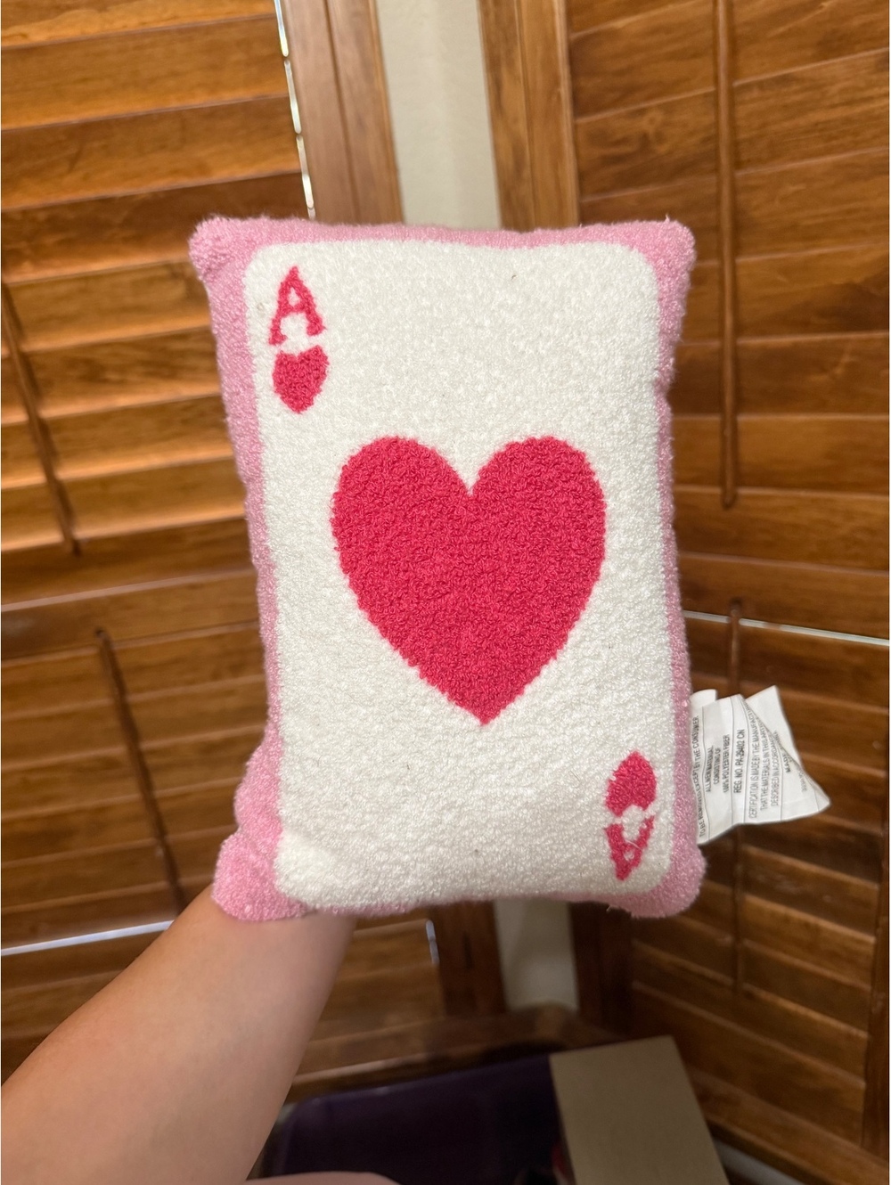 Ace of hearts playing card pillow